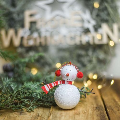 Product Christmas tree decoration snowman for hanging metal 8.5/13cm 4 pcs