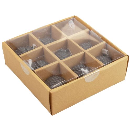 Product Christmas tree decoration vintage glass decoration blue-grey Ø5cm 9pcs