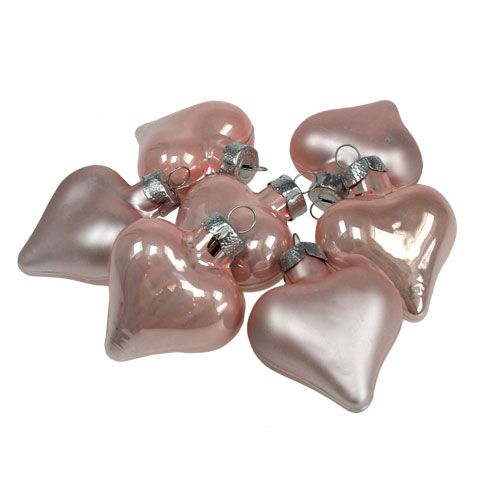 Floristik24 Mini Glass Hearts Pink 4cm 12pcs