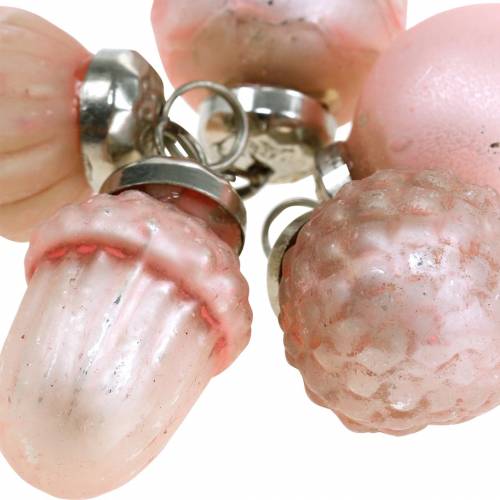 Floristik24 Mini tree decorations autumn fruits and balls pink, silver real glass 3.4–4.4cm 10pcs