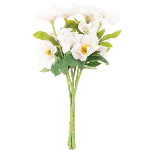 Artificial Christmas Rose Bouquet, 35cm, Set of 6, Pink and White | Floristik24.co.uk