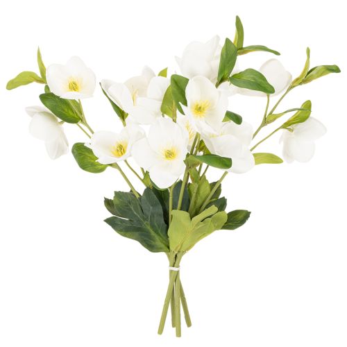 Christmas Rose Artificial Flower White Decorative Artificial Flower Bunch, 40cm, 4 Pieces