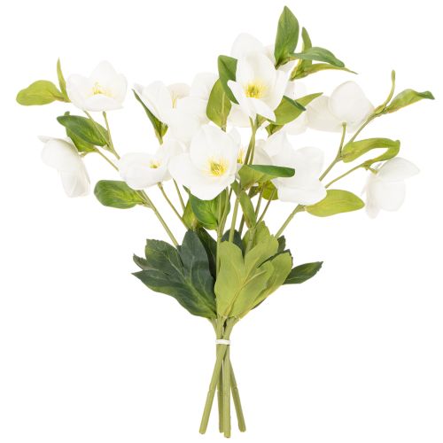 Christmas Rose Artificial Flower White Decorative Artificial Flower Bunch, 40cm, 4 Pieces | Floristik24.co.uk