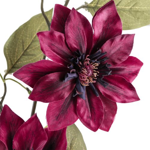 Product Clematis artificial 3 flowers artificial flowers Bordeaux 81cm 2pcs