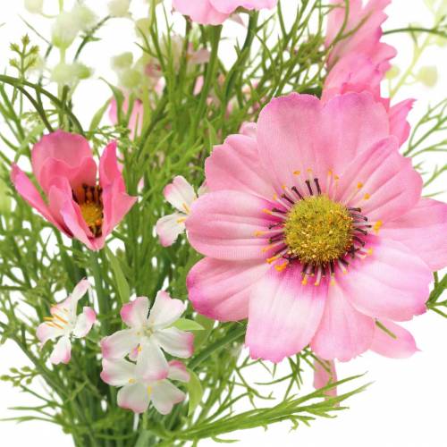 Product Cosmea and gypsophila in a bunch Artificial Pink Assorted 42cm