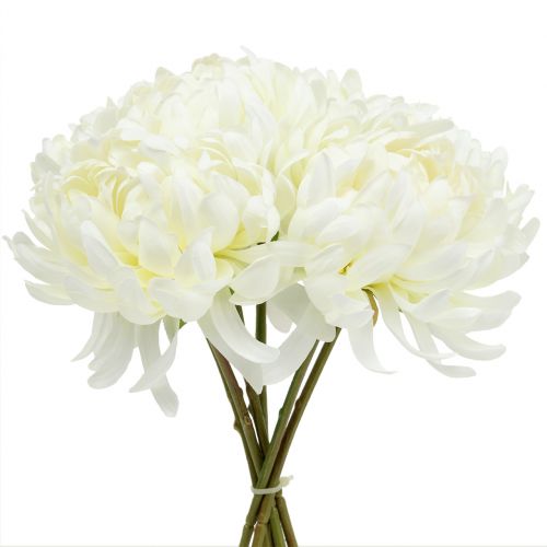 Floristik24 Decorative chrysanthemum bouquet white 28cm 6pcs