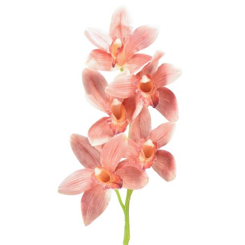 Cymbidium orchid artificial 5 flowers peach 65cm