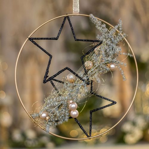 DIY box window decoration Christmas black gold wire Ø30cm