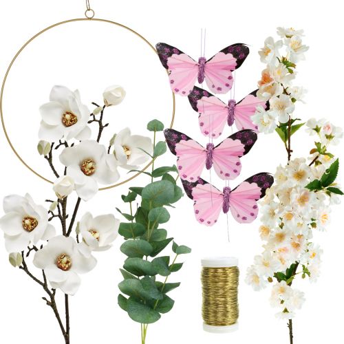 Floristik24 DIY box magnolia loop with eucalyptus window decoration wall decoration 30.5cm