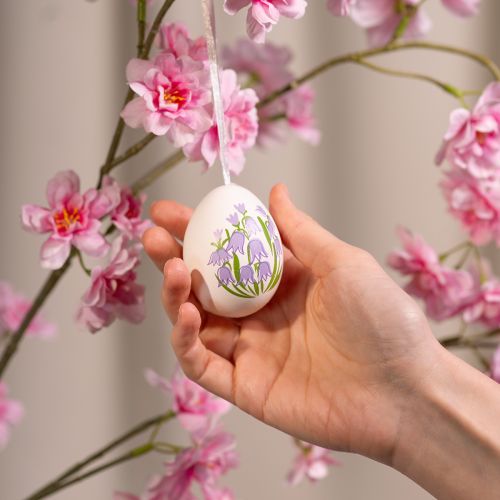 Product Easter eggs with delicate floral motifs for festive Easter decoration in the living room, 6cm, 6 pieces