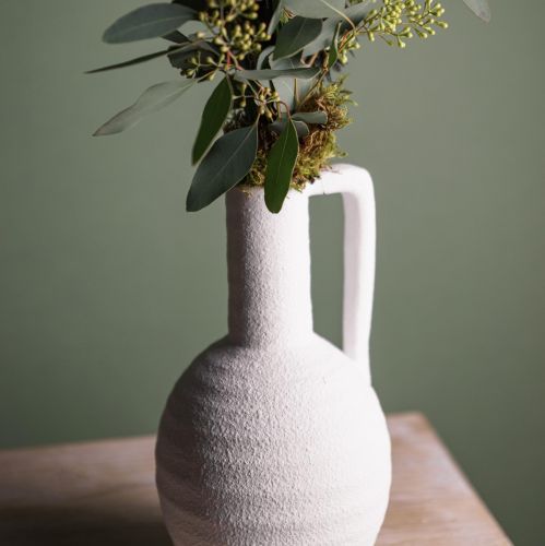 Product Decorative Vase White Flower Vase with Handle Ceramic H26cm