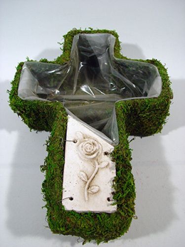 Floristik24 Planting cross moss 44x32cm with ceramic plate