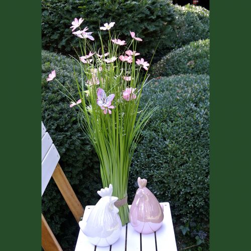 Floristik24 grass bunch with flowers and butterflies Rosa 70cm