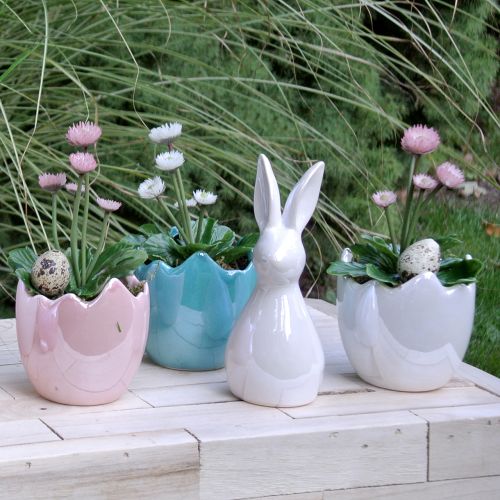 Floristik24 Flower pot eggshell pink mother-of-pearl Ø11cm H11cm 2pcs