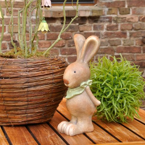Floristik24 Easter bunny with neckerchief brown, green 26cm 2pcs