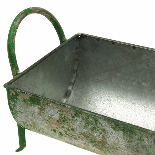 Product Decorative zinc trough for planting with handles gray, green 60 / 43cm, set of 2