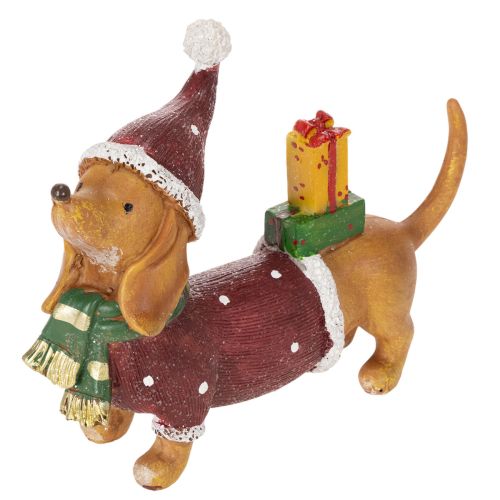 Dachshund Christmas Figurine with Gift and Hat, 18cm buy online | Floristik24.co.uk
