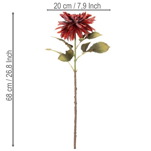 Artificial Dahlia Flower with Long Stem 68cm in Red | Floristik24.co.uk