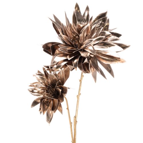 Artificial Dahlia Long-Stemmed with Two Blooms 75cm Metallic Champagne buy online | Floristik24.co.uk