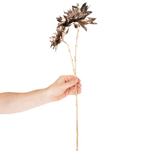 Artificial Dahlia Long-Stemmed with Two Blooms 75cm Metallic Champagne | Floristik24.co.uk