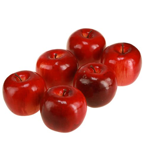 Product Decorative Apples Red Shiny Artificial Fruit Decoration 7.5cm 6 pcs