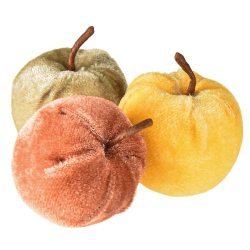 Decorative apples fabric apple velvet brown yellow Ø5cm H6cm 12 pcs