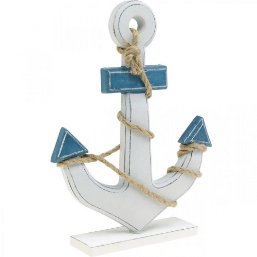 Floristik24 Deco anchor wood to set table decoration maritime blue, white H24cm