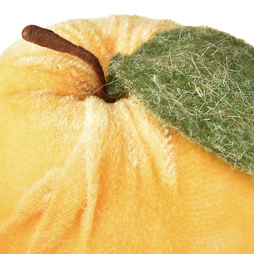 Product Decorative Apple Velvet with Leaf Brown Yellow Ø7.5cm H9cm 9 pcs