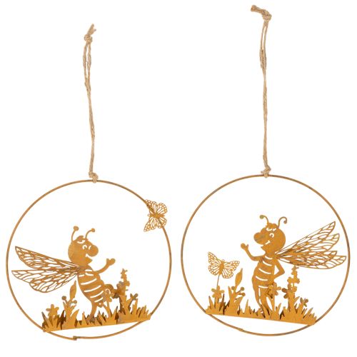 Decorative metal bee, rust finish, garden decoration for hanging, Ø14cm, 4 pieces buy online | Floristik24.co.uk