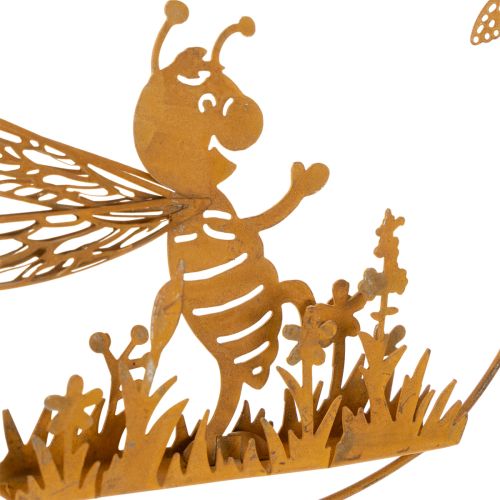 Decorative metal bee, rust finish, garden decoration for hanging, Ø14cm, 4 pieces | Floristik24.co.uk