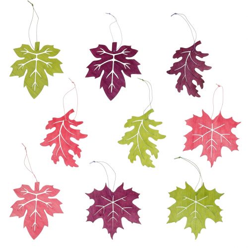 Floristik24 Decorative leaves made of wood to hang colored 12cm 9pcs