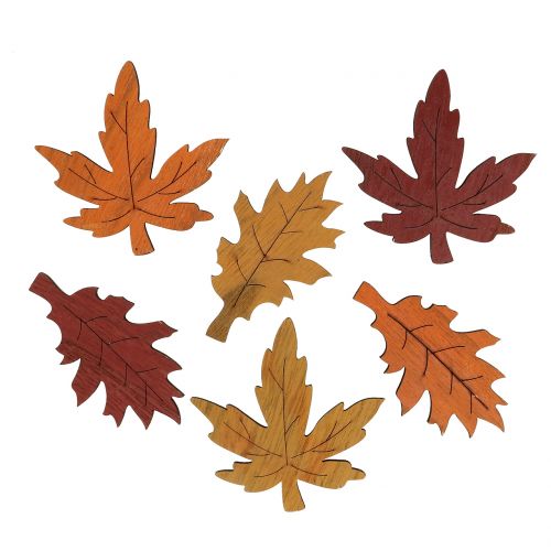 Decorative leaf mix wood yellow, orange, dark red 8cm 18 pcs