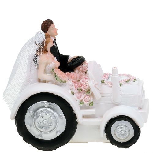 Product Deco bridal couple on tractor H10cm