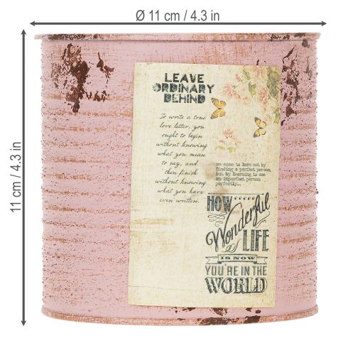 Product Decorative tin, antique rose, metal tin for planting, Ø11cm H10.5cm