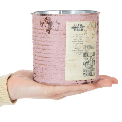Decorative tin, antique rose, metal tin for planting, Ø11cm H10.5cm | Floristik24.co.uk
