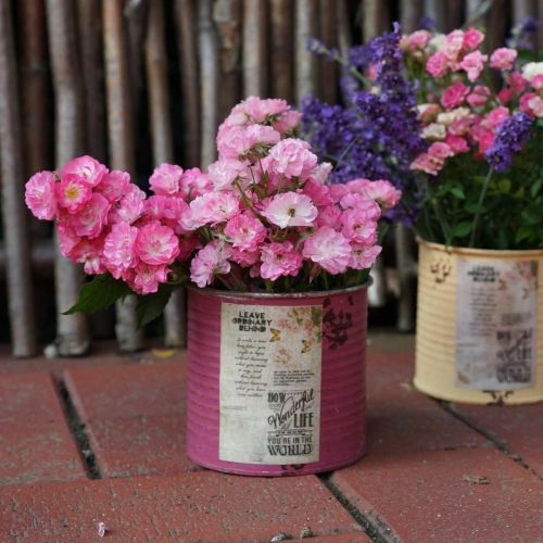 Product Vintage planter decorative box purple metal summer decoration Ø11cm H10.5cm