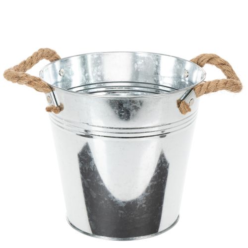 Decorative bucket flower pot metal with rope handles Ø20cm buy online | Floristik24.co.uk