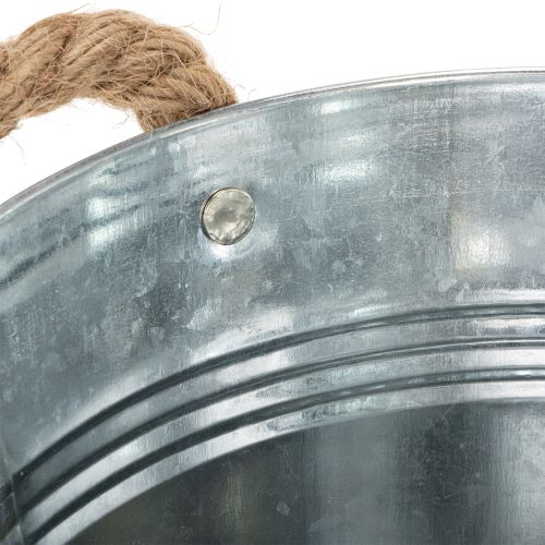 Decorative bucket flower pot metal with rope handles Ø20cm | Floristik24.co.uk
