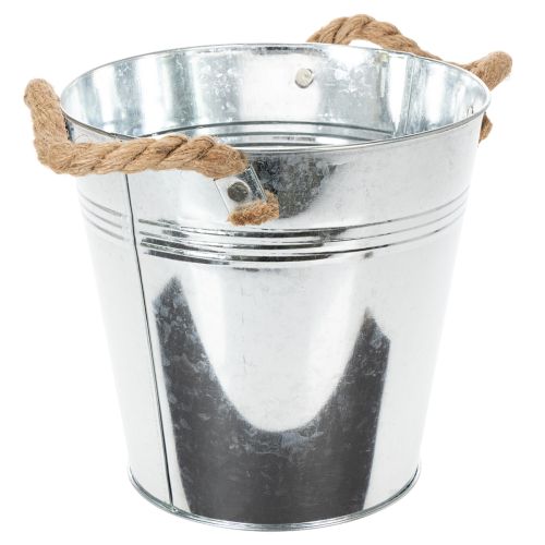 Decorative bucket flower pot metal with rope handles Ø20cm | Floristik24.co.uk