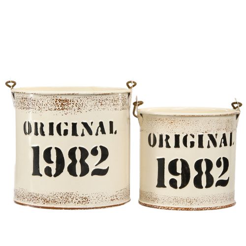 Product Decorative Bucket Handle "Original 1982" Cream Ø12/10cm 2×2-Set