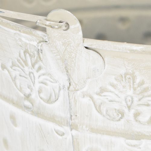 Decorative bucket, whitewashed, with handle, Ø20.5cm, metal planter decoration | Floristik24.co.uk