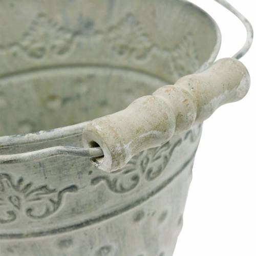 Floristik24 Decorative bucket metal white washed Ø18.5cm planter dotted metal decoration