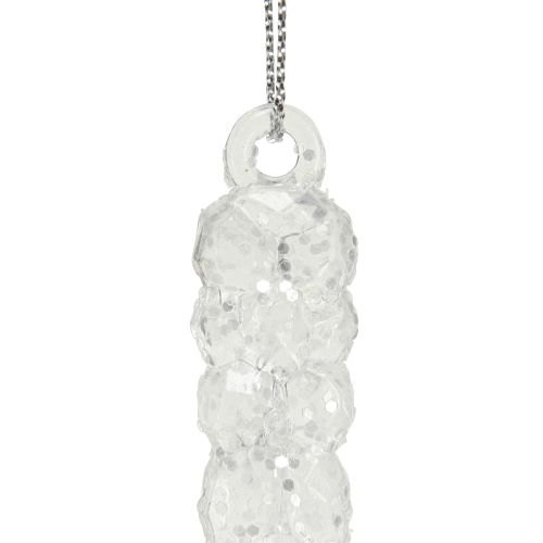 Floristik24 Decorative icicles for hanging winter clear glitter 14cm 4pcs