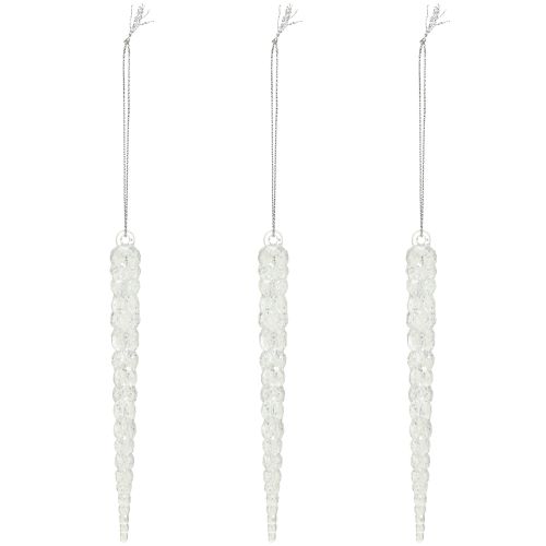Floristik24 Decorative icicles for hanging winter clear glitter 14cm 4pcs