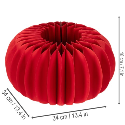 Red Honeycomb Paper Pumpkin Decoration, 34cm, Set of 2 | Floristik24.co.uk