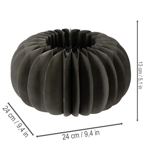 Honeycomb Paper Pumpkin Decoration Ring 24cm Dark Grey Set of 4 | Floristik24.co.uk