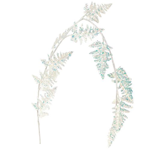 Decorative fern for hanging white blue glitter winter L110cm