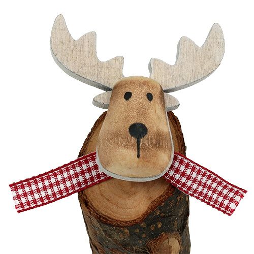 Floristik24 Wooden moose with scarf 8.5cm 6 pcs