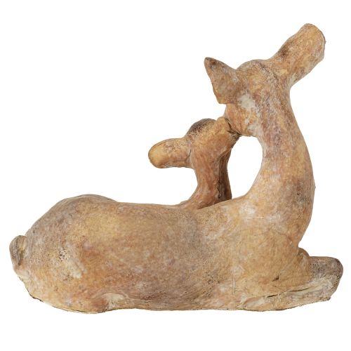 Product Decorative figure deer with fawn cast stone brown white 20×11×17cm