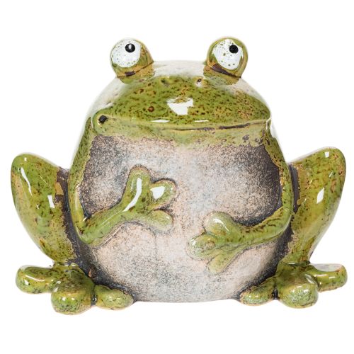 Decorative Frog Ceramic Green Brown Vintage L15.5cm | Floristik24.co.uk